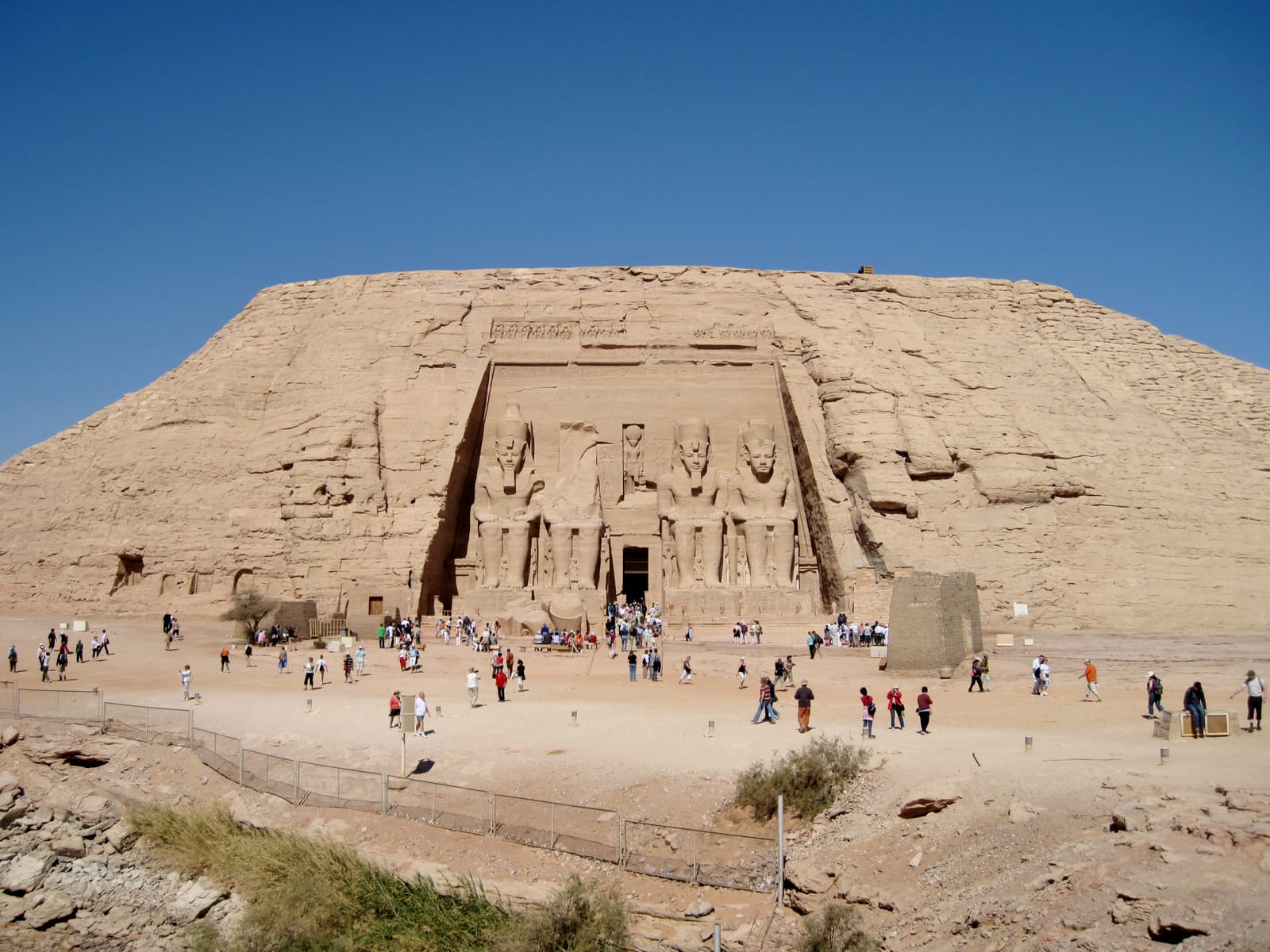 The four seated colossi of Ramesses II on the facade of the Great Temple at Abu Simbel