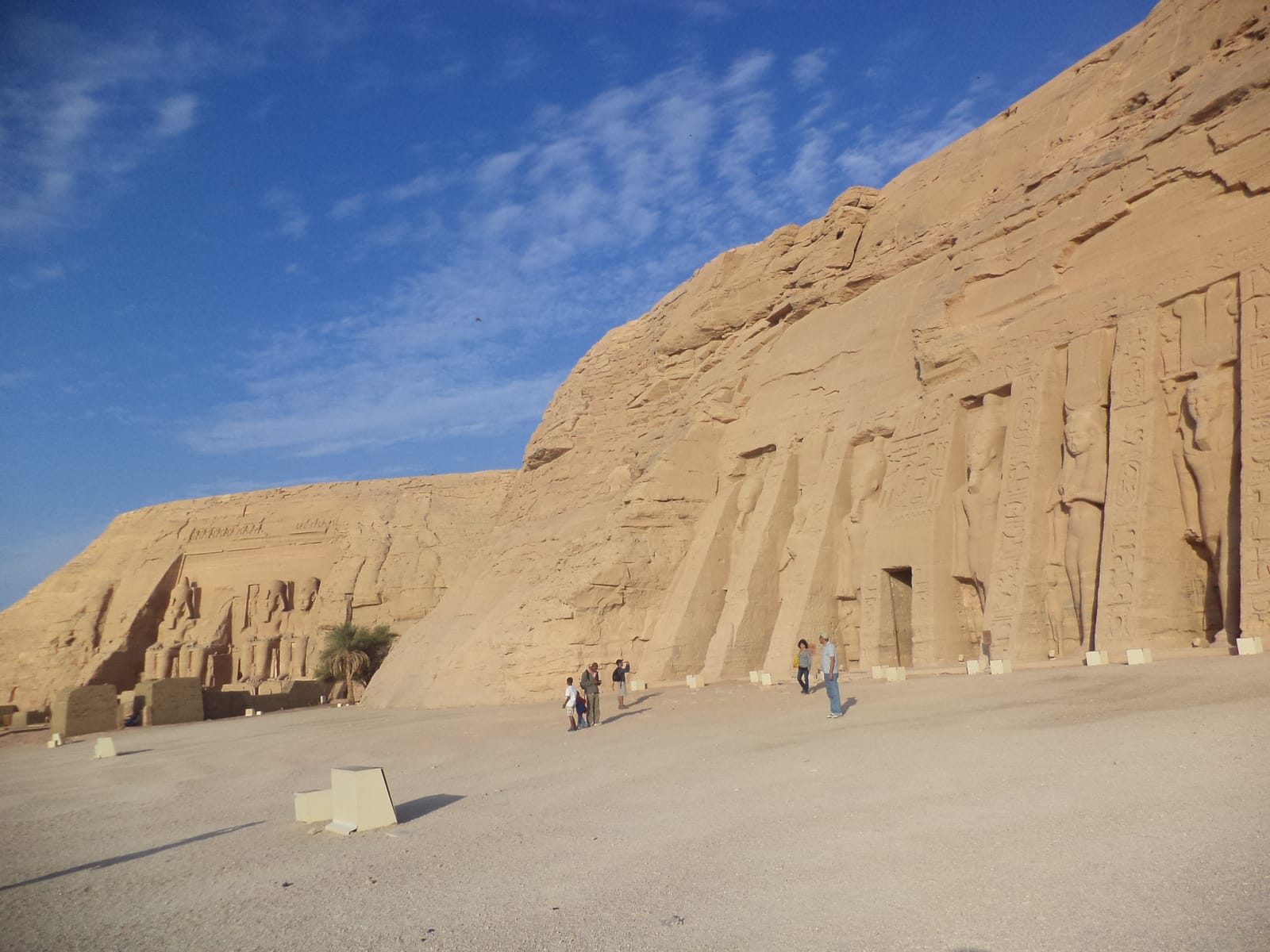 The Great Temple and the Small Temple side by side in the Abu Simbel cliff