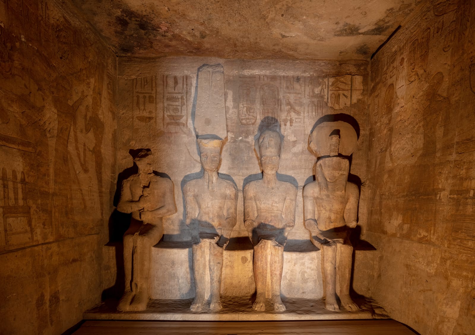 The four seated gods in the innermost sanctuary of the Great Temple at Abu Simbel