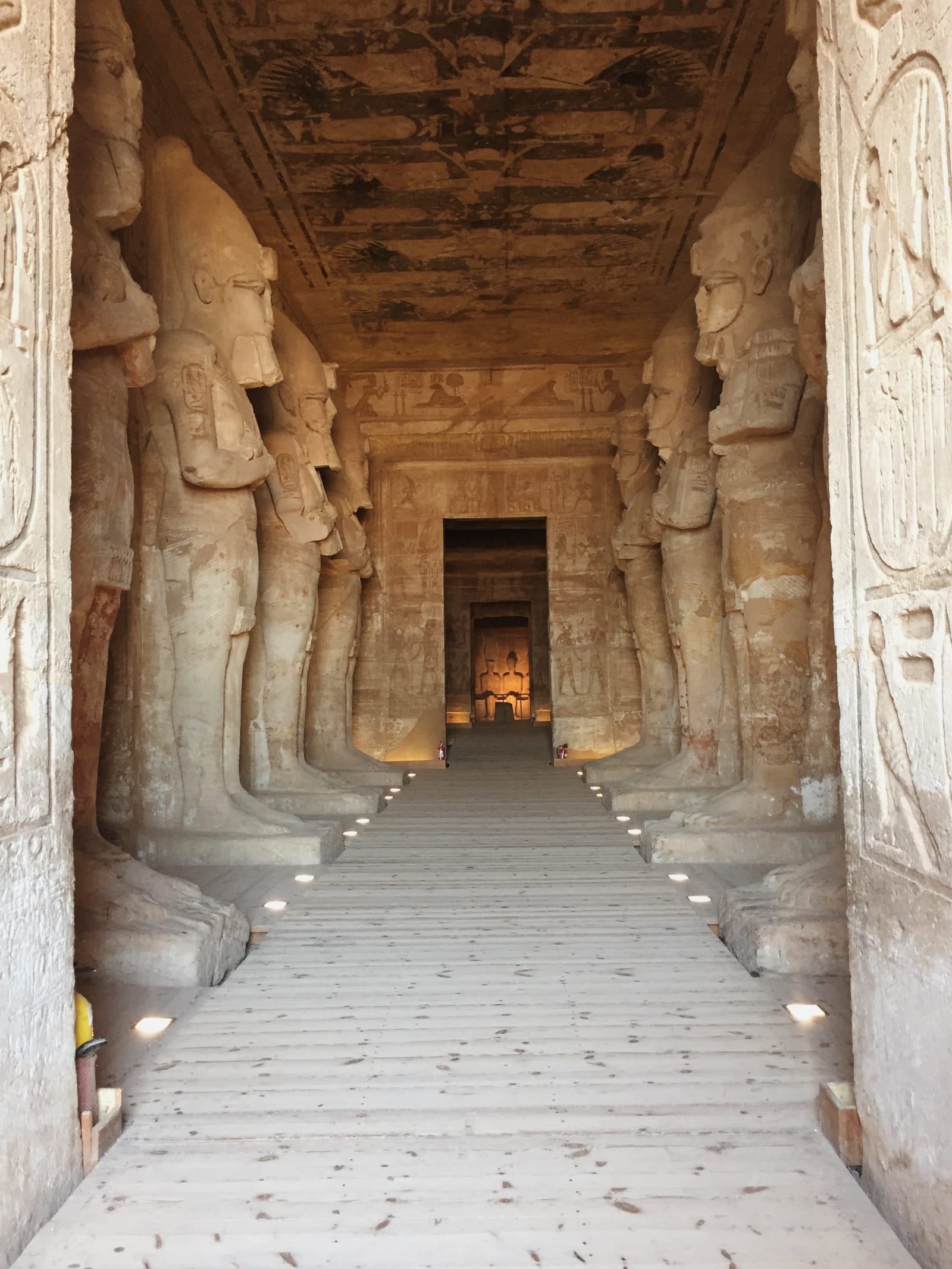 Interior hall of the Great Temple of Abu Simbel with Osiride pillars