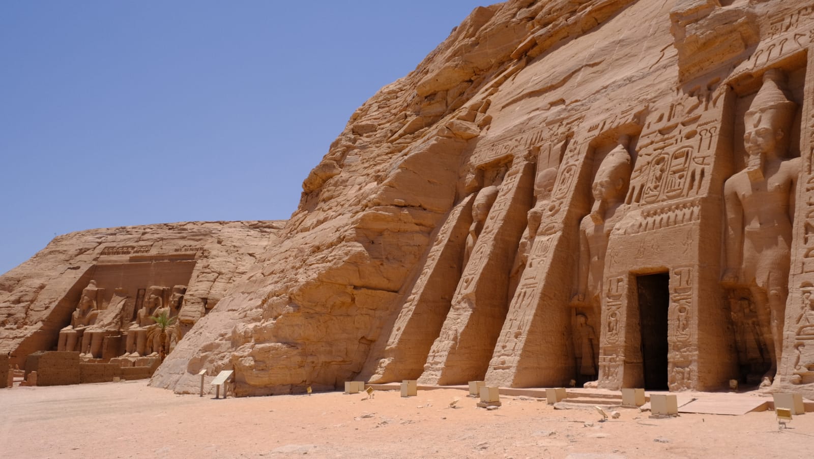 The four colossi of Ramesses II on the facade of the Great Temple at Abu Simbel